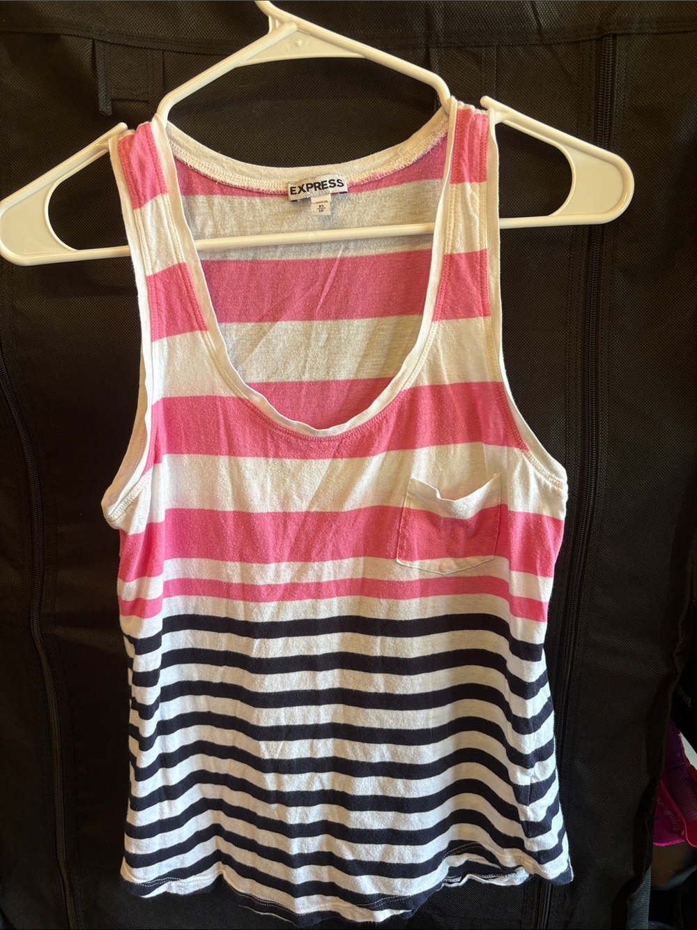 Express Pink, White & Navy Striped Tank Top